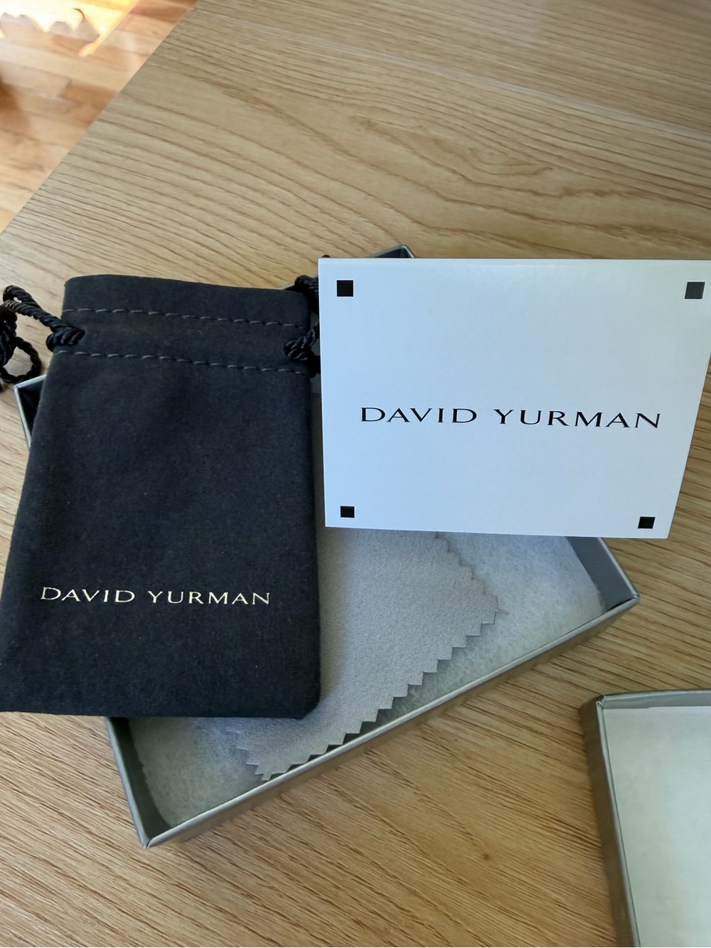 David Yurman Black Velvet Jewelry Pouch with Cream Card